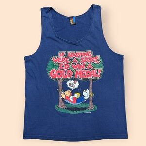 Vintage 1990s Tank Top Men’s Large Blue Napping Gold Medal Vtg 90s